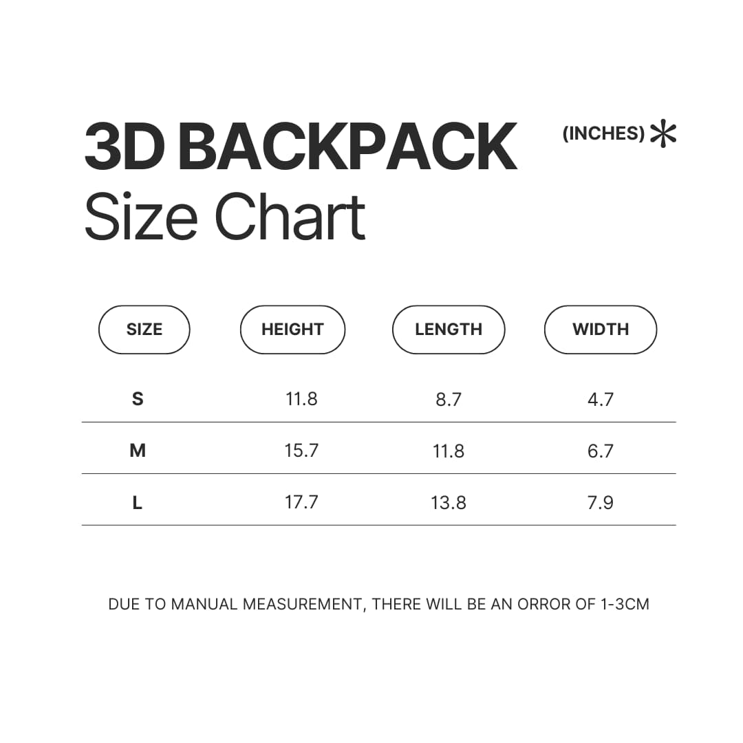 3D Backpack Size Chart - Frieren Merchandise