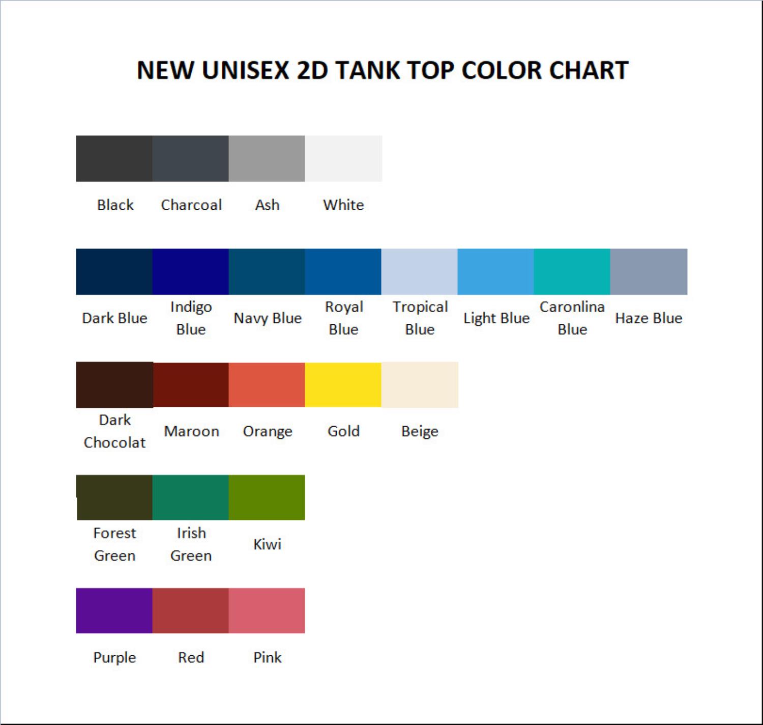 tank top color chart 1 - Frieren Merchandise