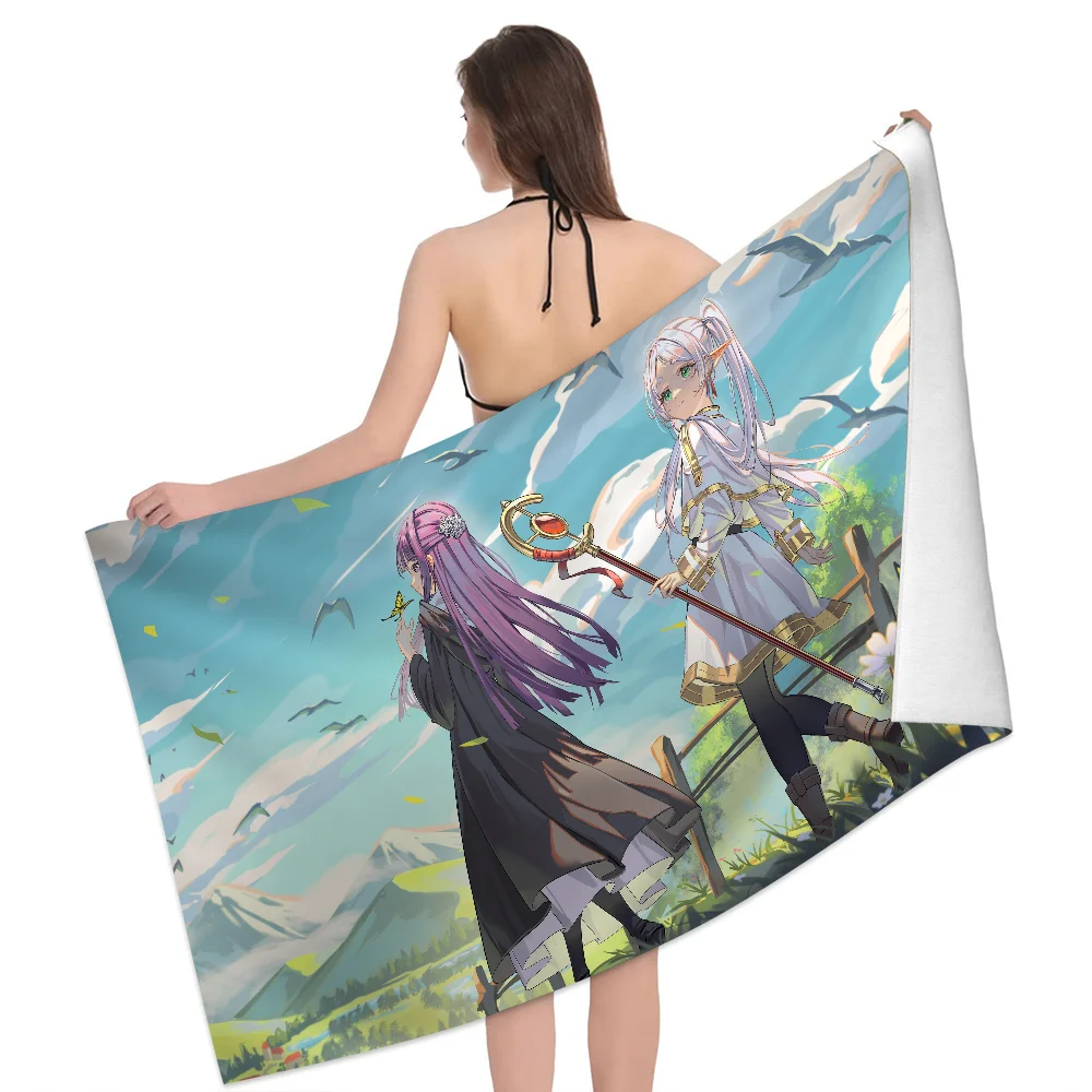Frieren Anime Big Microfiber Love Beach Towel